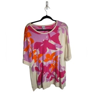 Chico's Floral Lightweight Sweater abstract artsy size 3/XL
